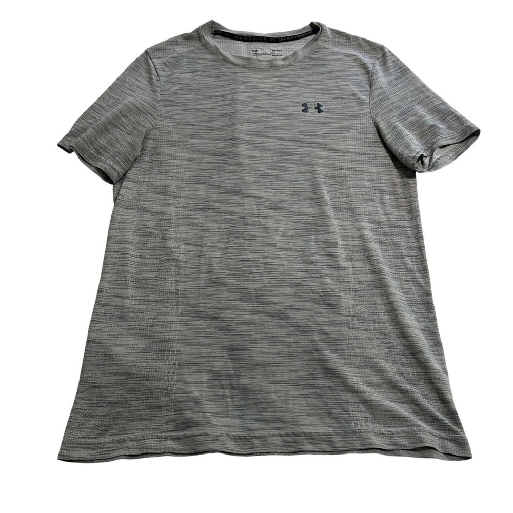 Under Armour HeatGear Mens Large Grey Space Dye Fitted Short Sleeve Gym Shirt
